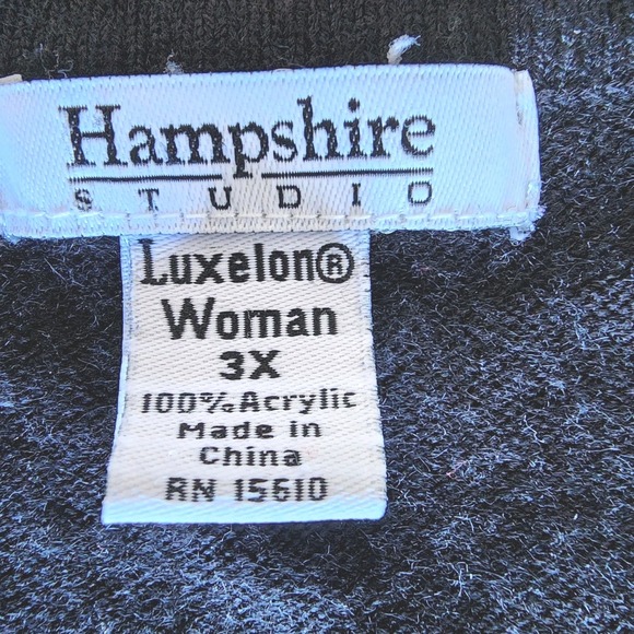 Hampshire Studio Sweater Womens 3X Plus Black Cream Argyle Pullover Preppy Y2K - Picture 7 of 8